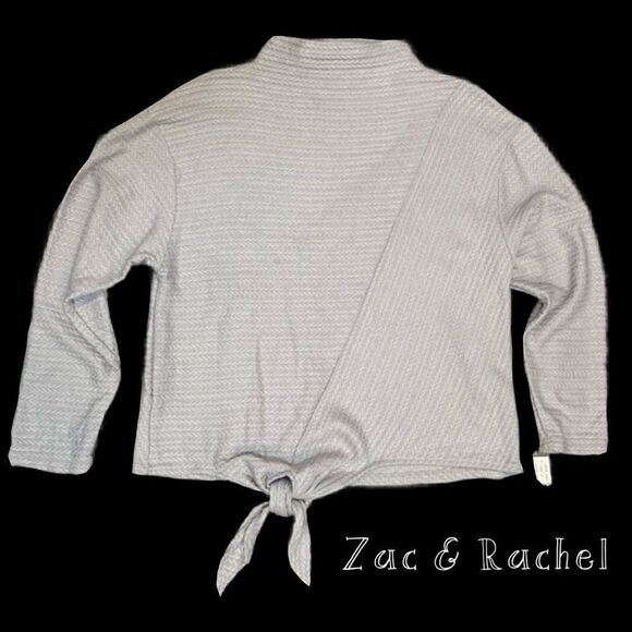 NWT zac & rachel boho top Sweater gray mock neck front tie size XL - Picture 2 of 11